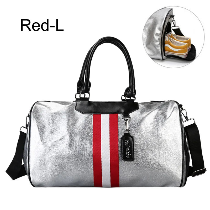 Classy Silver Gym Bag with Bag Tag