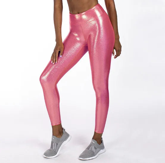 Metallic Foil Print Bodybuilding Compression Tights